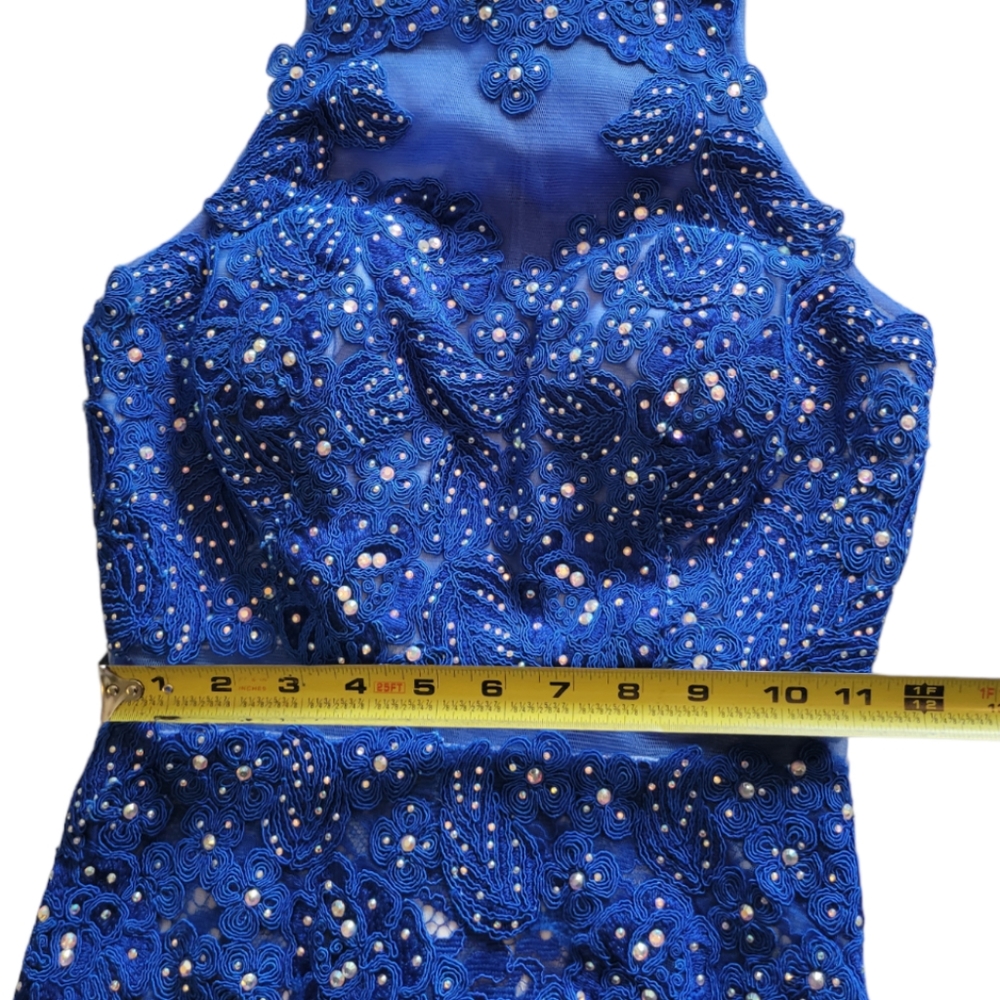 Anny Lee Blue Cocktail Formal Rhinestone Mesh Minidress Size XS - Picture 4 of 16